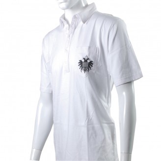 White Polo Shirt With Black Speicher Logo