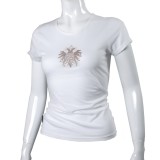 White Tee Shirt With Silver...